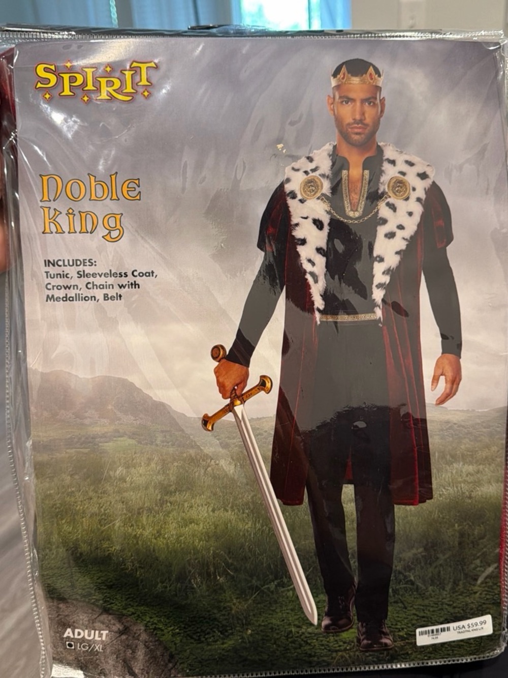 Spirit Noble King Costume - Burgundy, White, Gold Regal Tunic & Crown - Picture 1 of 1